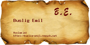 Buslig Emil névjegykártya